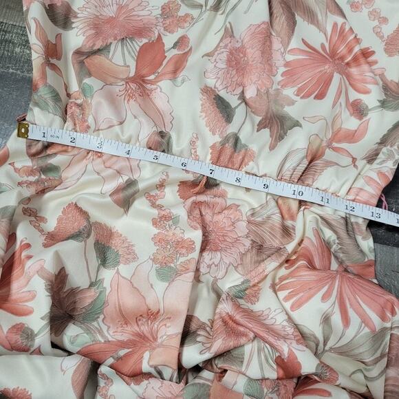 Vintage Floral Sheer Long Sleeve Midi Dress, size Medium - Picture 8 of 9